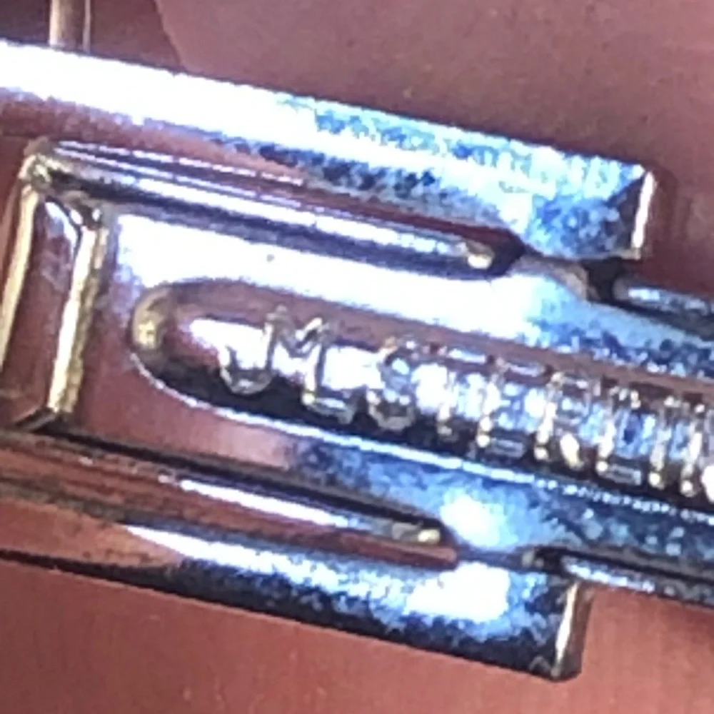 Gentleman’s Vintage JML Sterling art deco etched cat eye glass cuff links